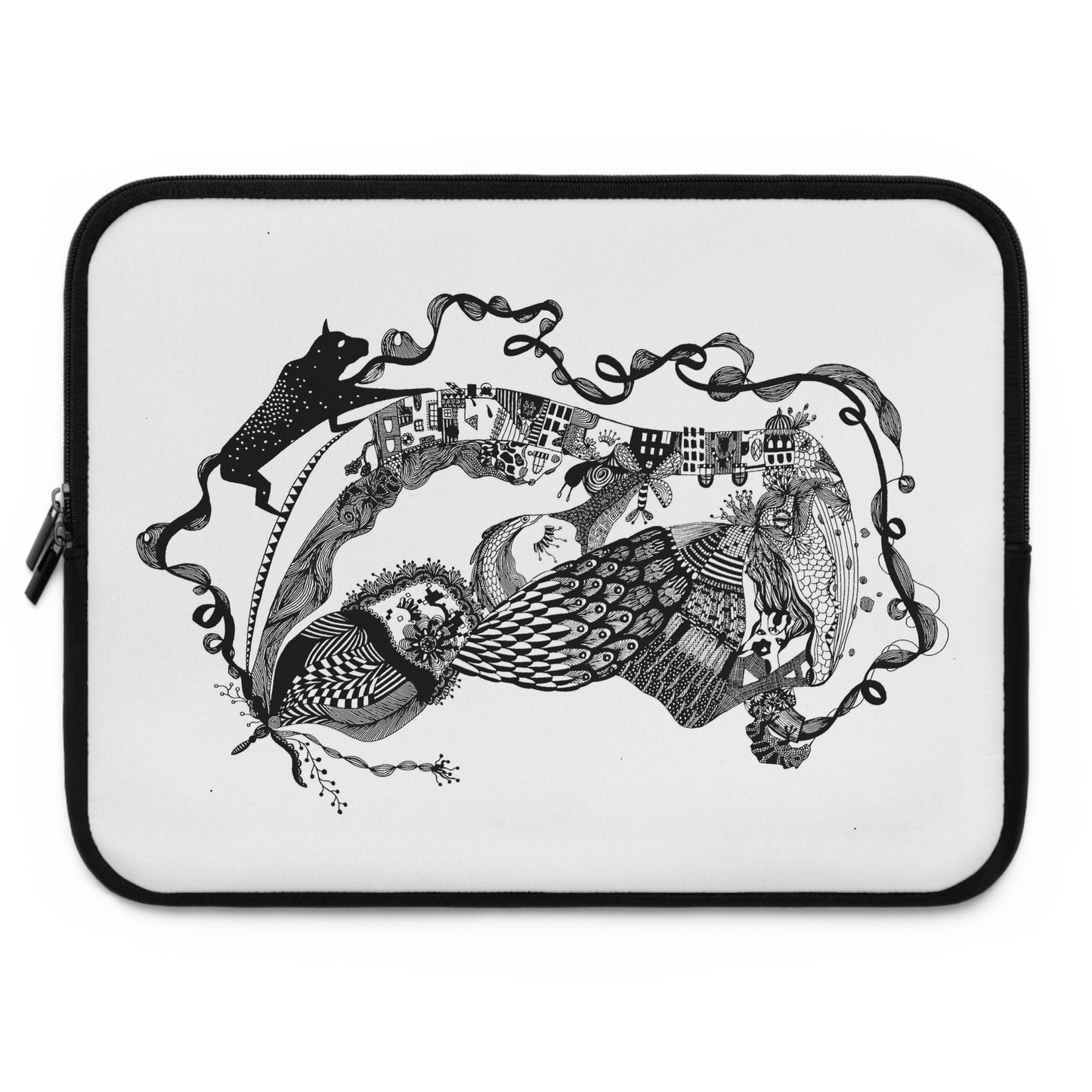 Hoes voor laptop en Ipad Zwart wit print