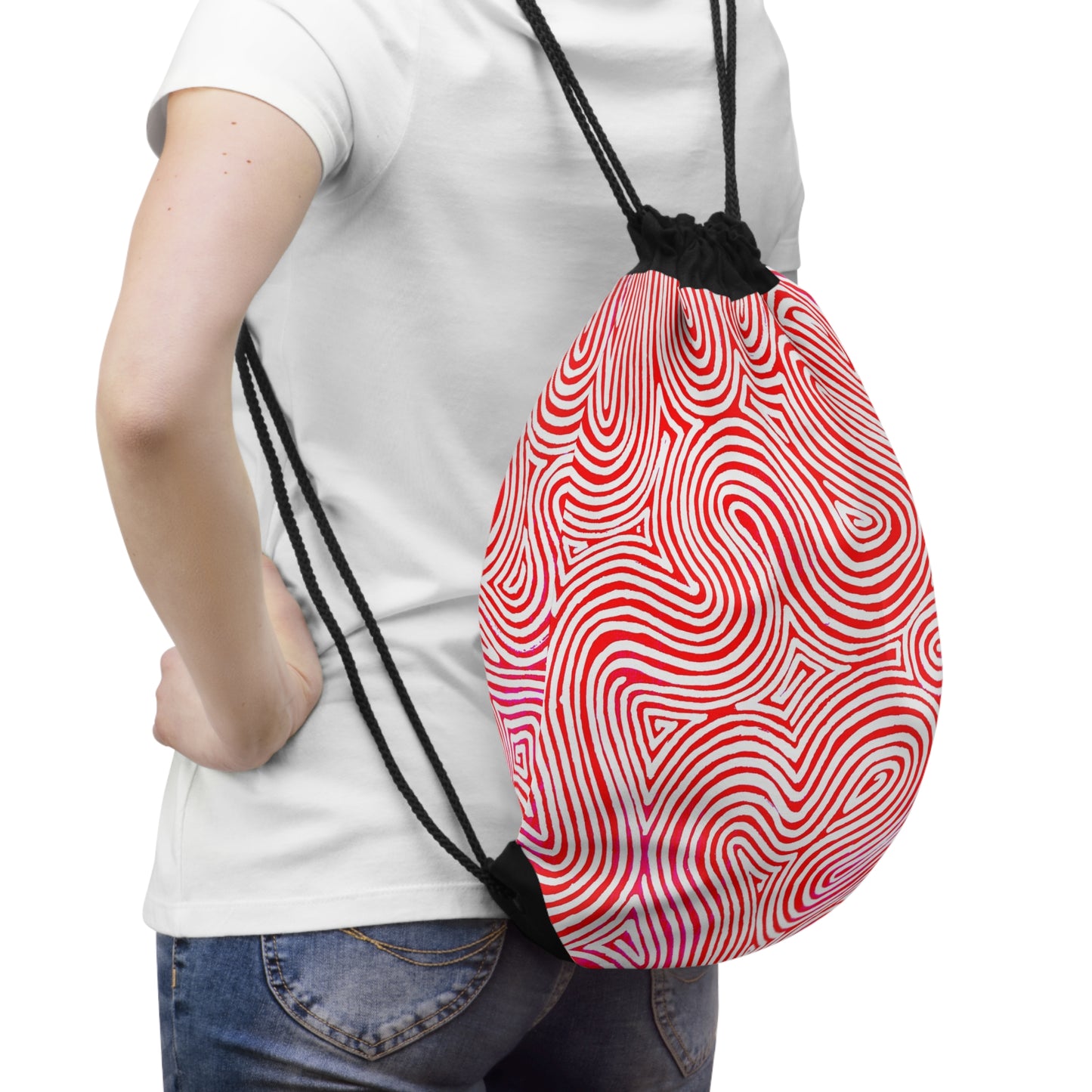 Gymtas met trekkoord met Rood Design