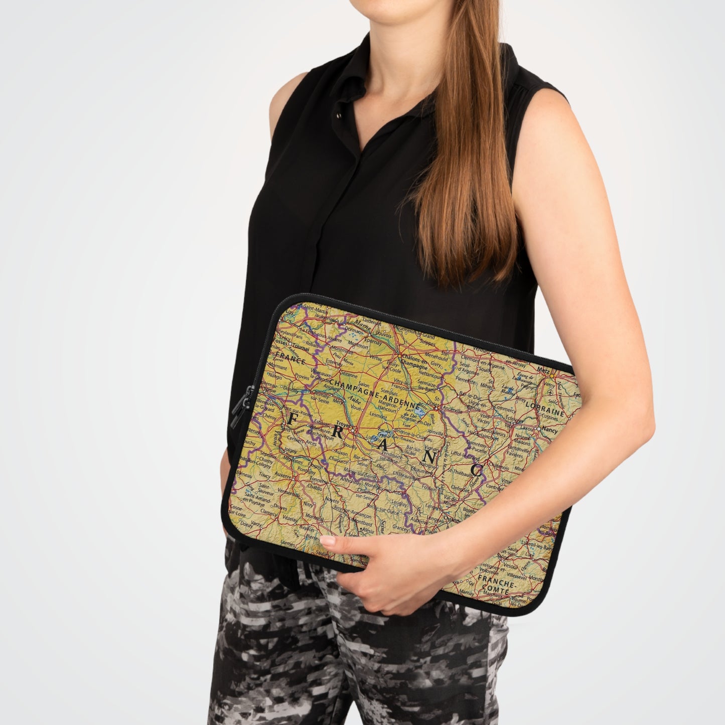 Hoes voor laptop en Ipad met Design van Frankrijk kaart