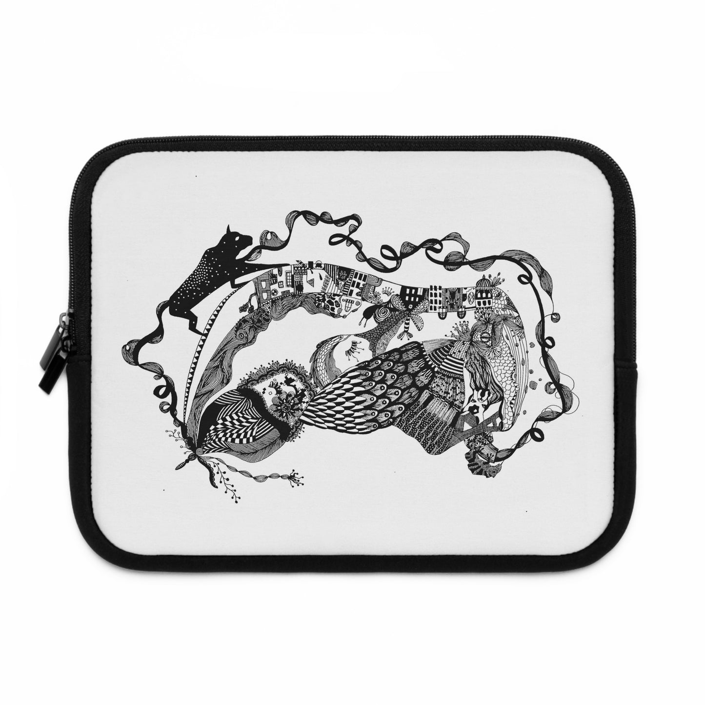 Hoes voor laptop en Ipad Zwart wit print
