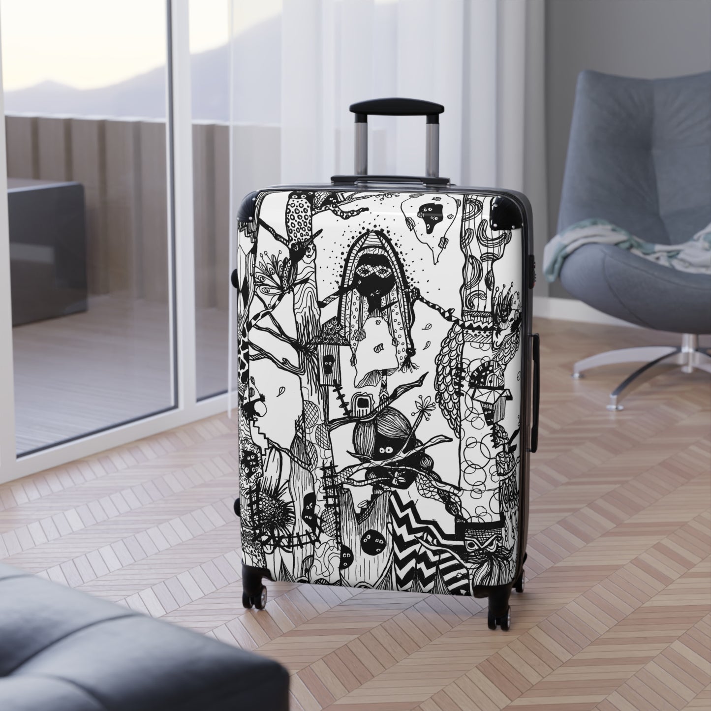 Reiskoffer met Unieke Illustratie