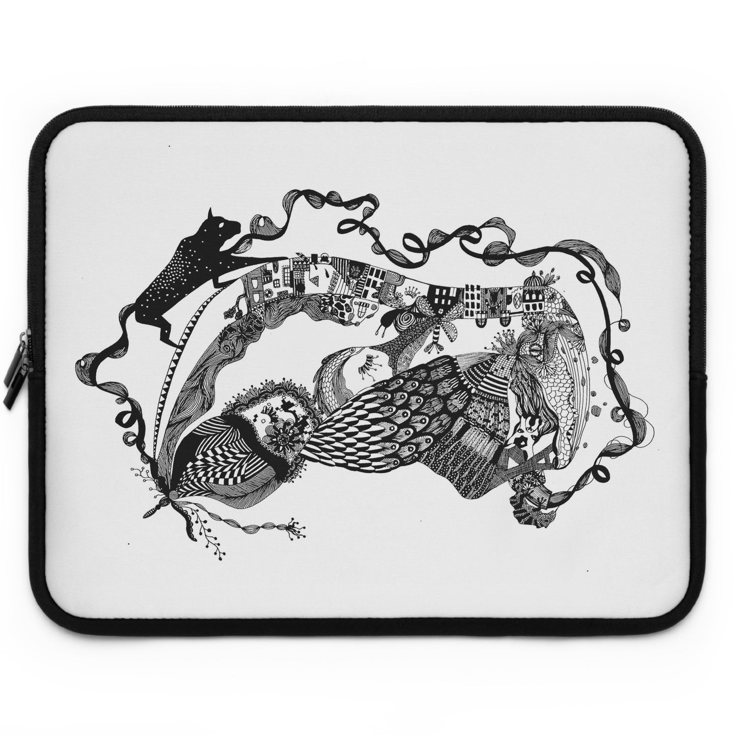 Hoes voor laptop en Ipad Zwart wit print