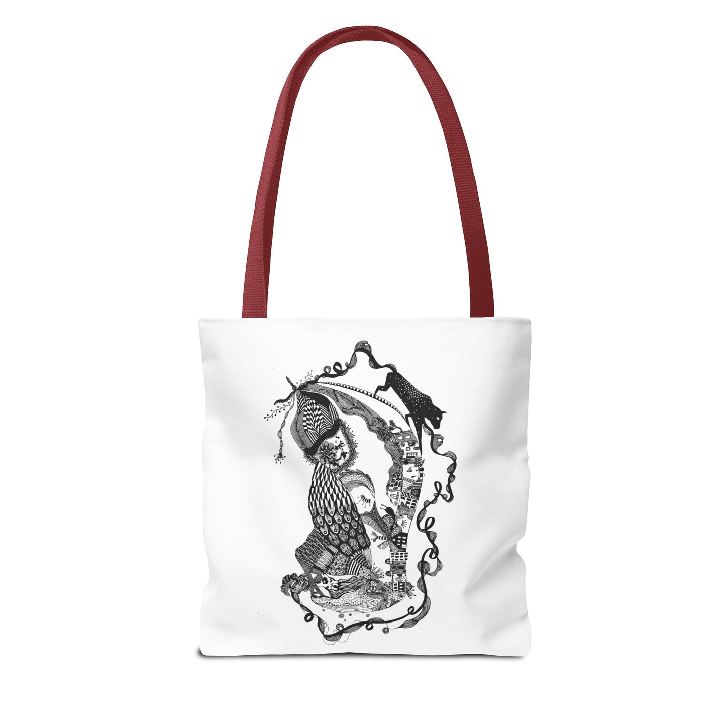Tote bag stoffen draagtas met zwart wit illustratie