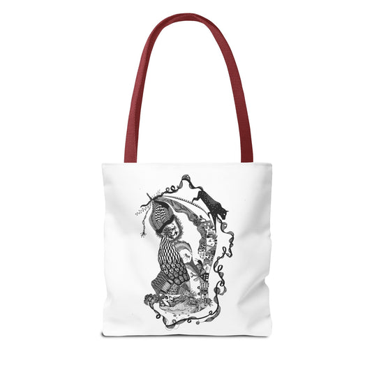 Tote bag stoffen draagtas met zwart wit illustratie