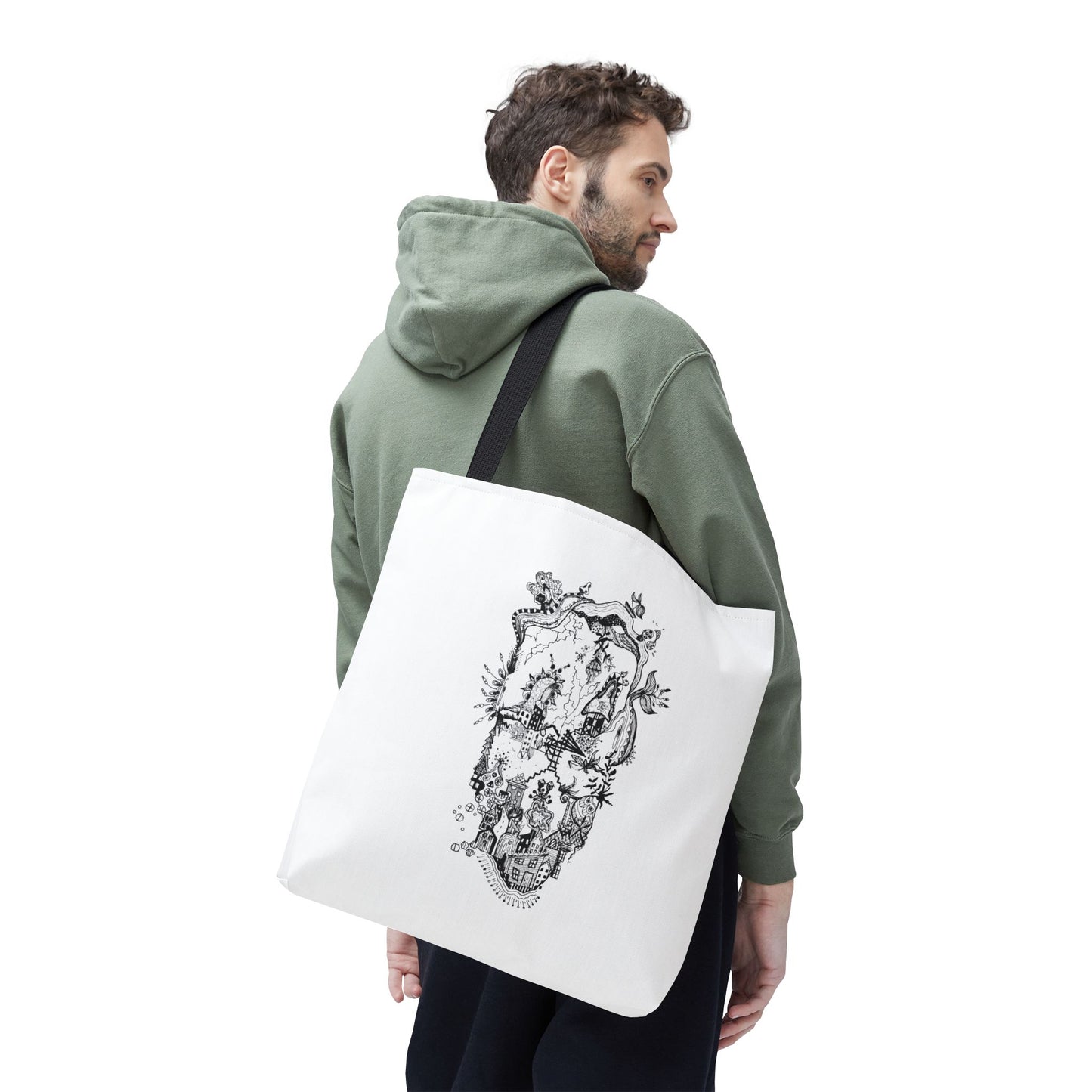 Tote bag Stoffen draagtas Man Face