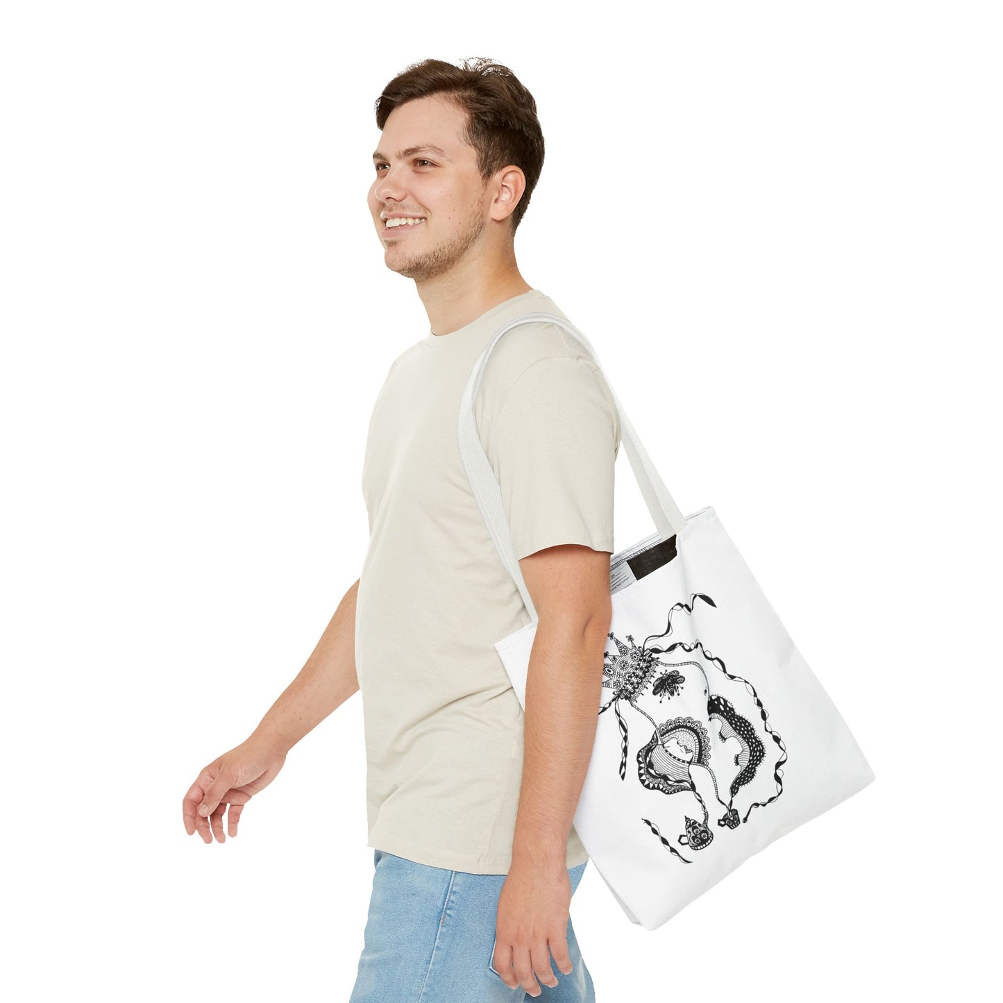 Tote bag stoffen draagtas met Unieke illustratie