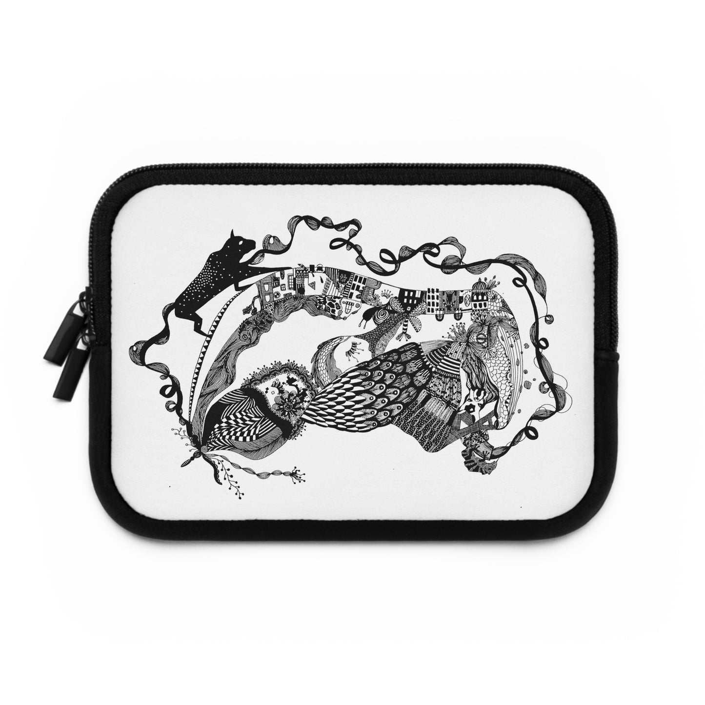 Hoes voor laptop en Ipad Zwart wit print