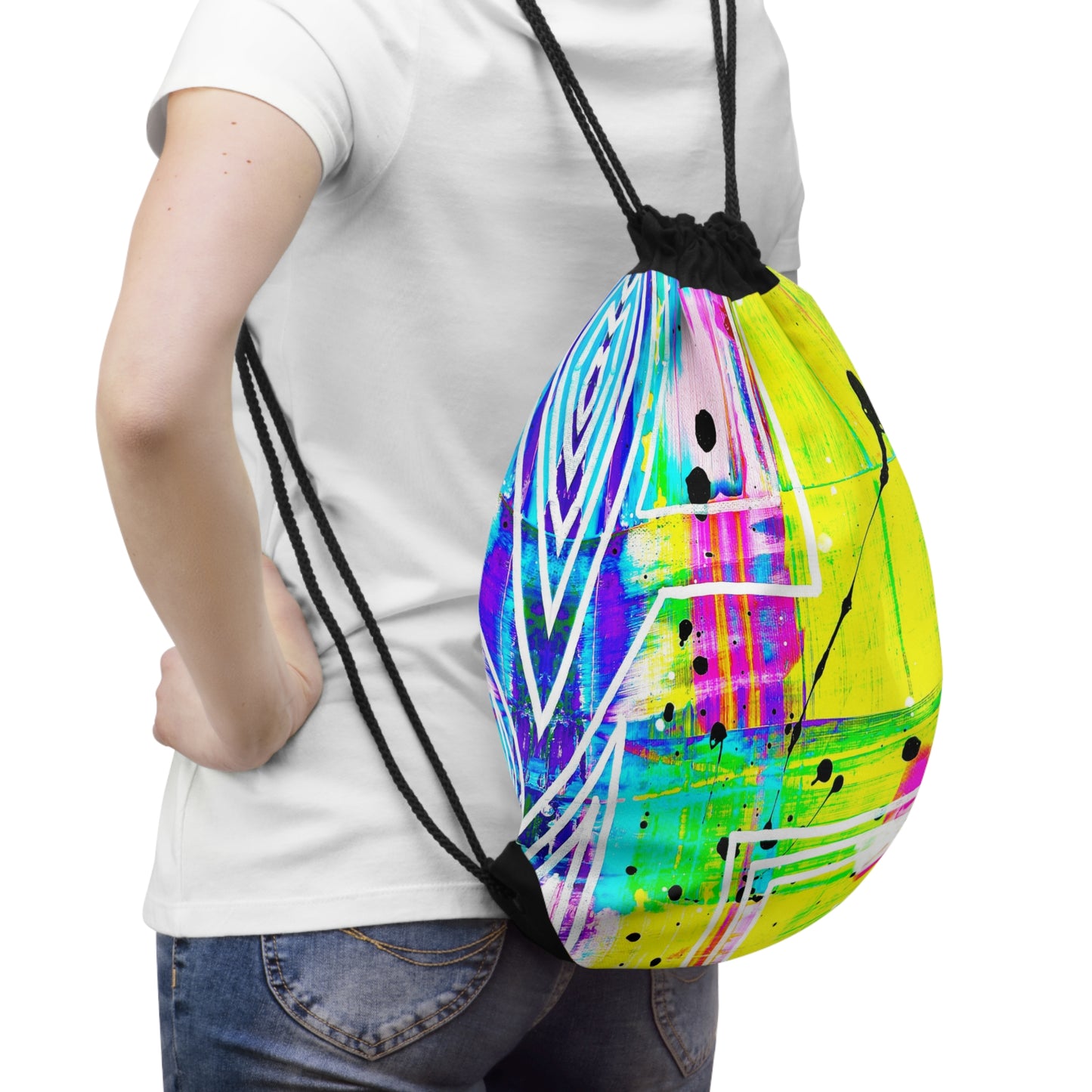 Tote bag Tas met trekkoord in Kleurrijk en Artistiek design
