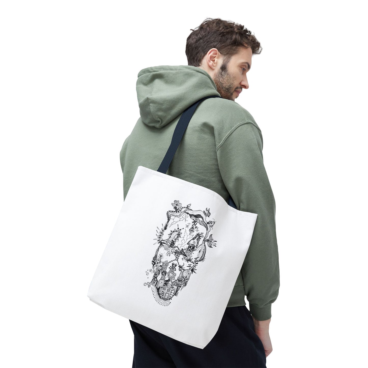 Tote bag Stoffen draagtas Man Face