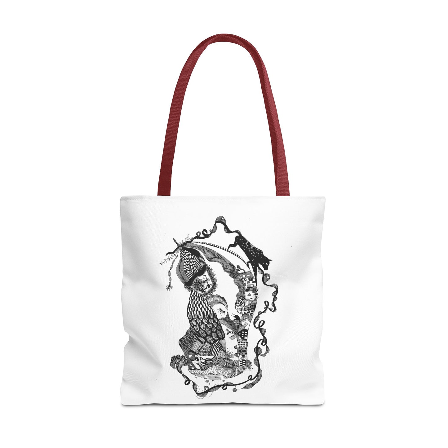 Tote bag stoffen draagtas met zwart wit illustratie