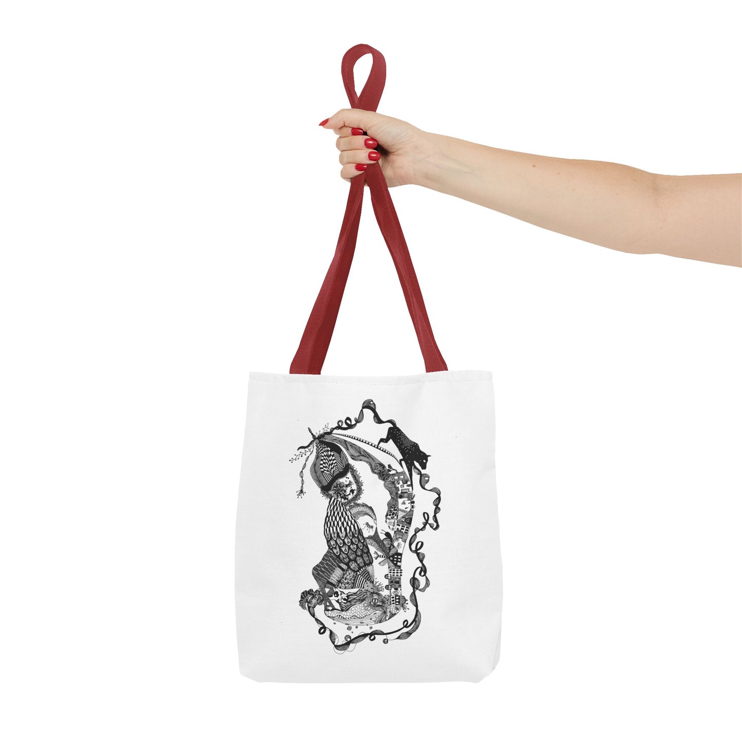 Tote bag stoffen draagtas met zwart wit illustratie