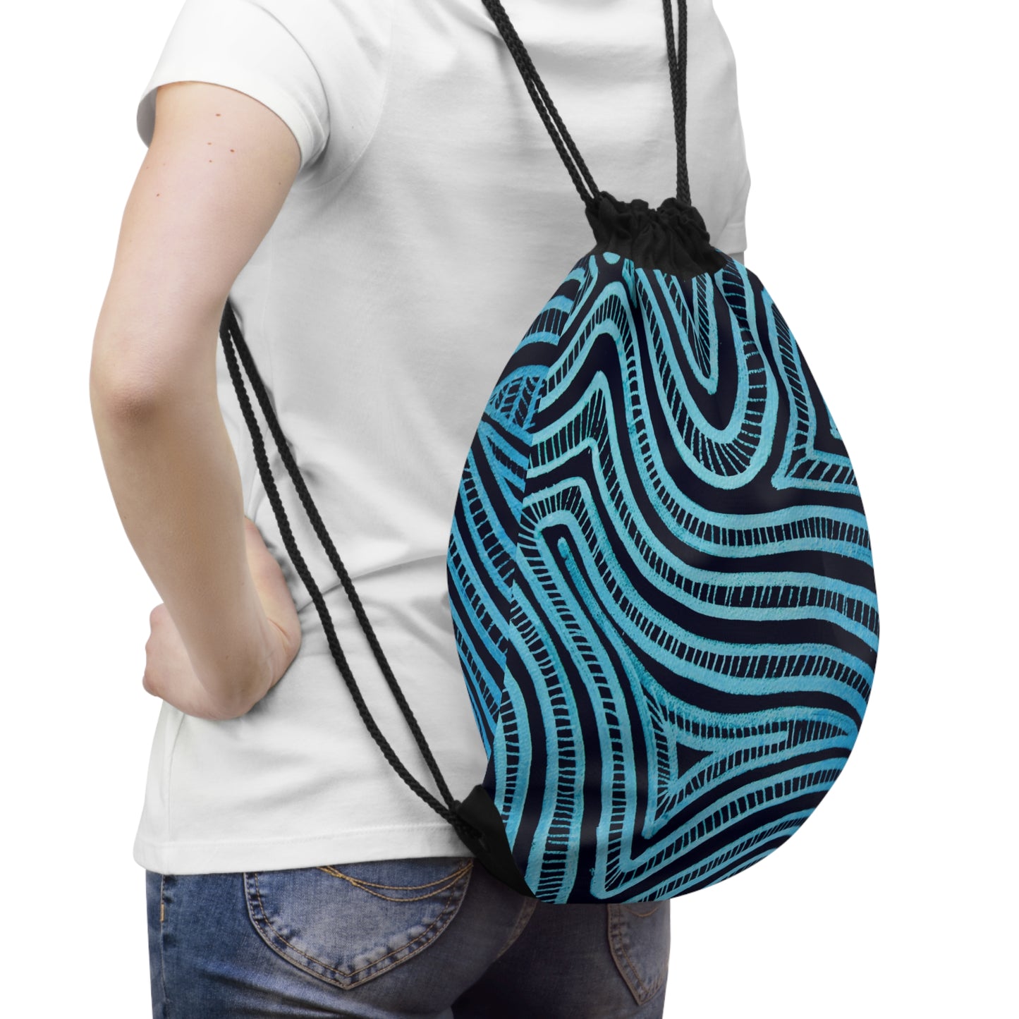 Gymtas met trekkoord met Blauw Design