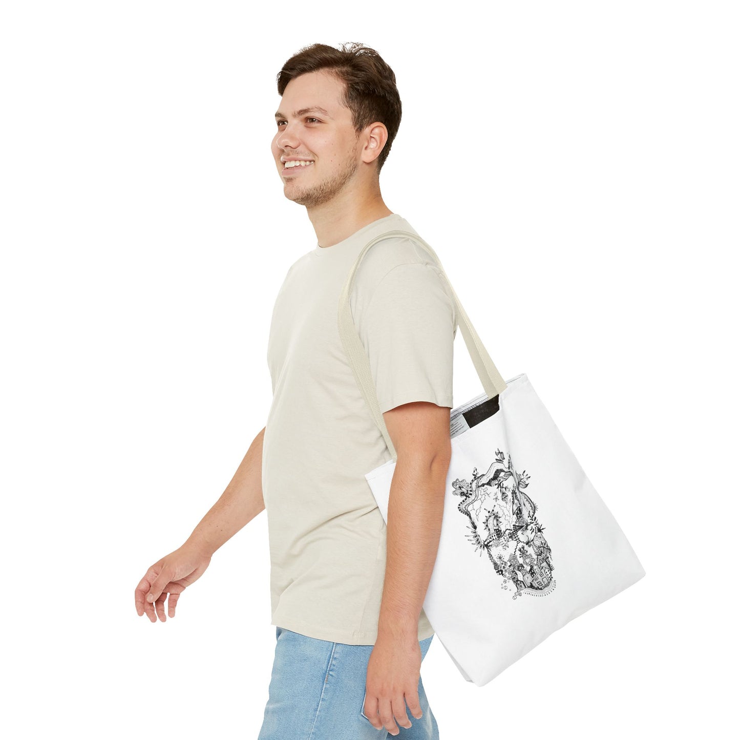Tote bag Stoffen draagtas Man Face