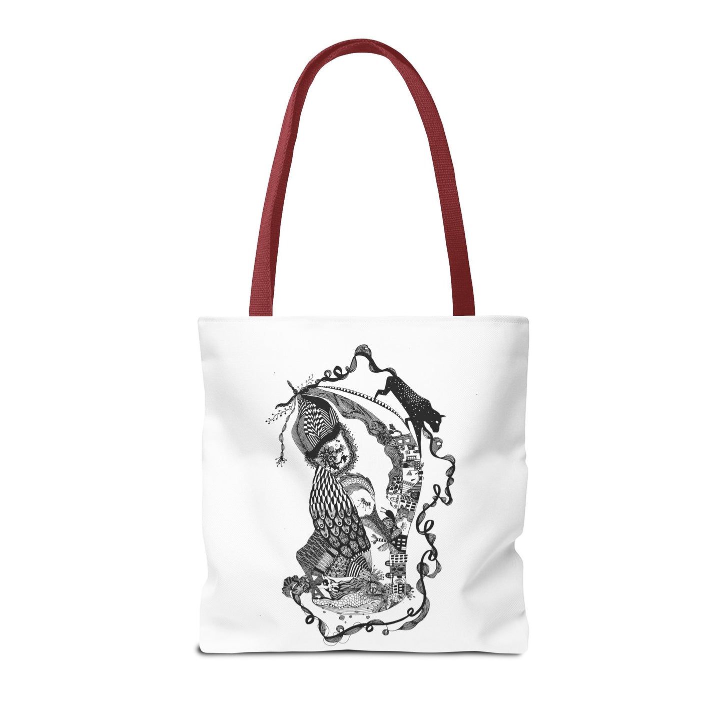 Tote bag stoffen draagtas met zwart wit illustratie