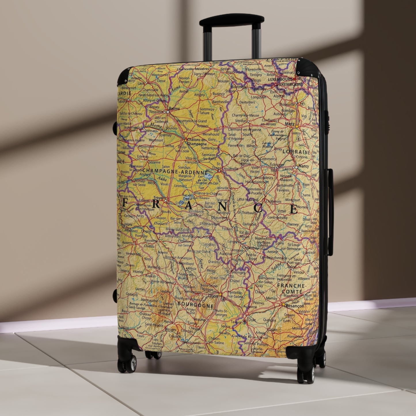 Reiskoffer met een Design van de wereldkaart Frankrijk
