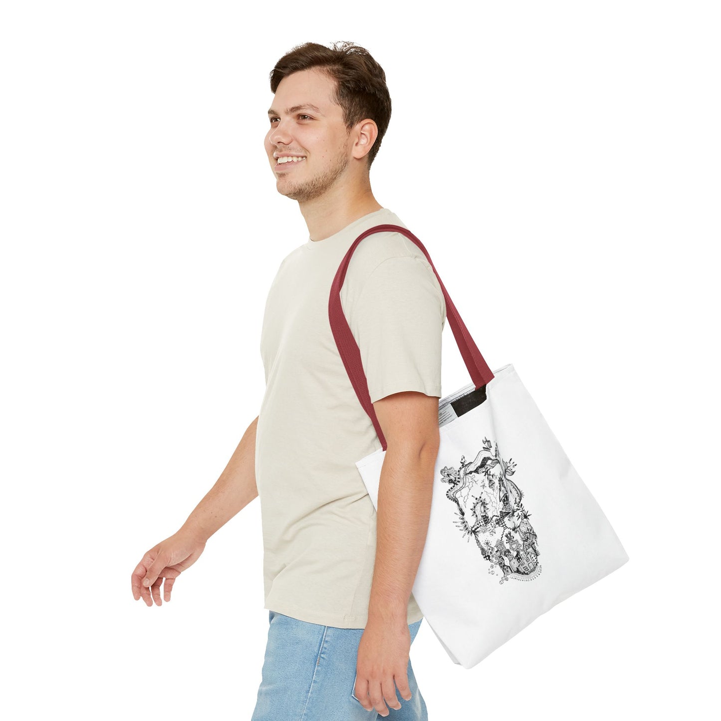 Tote bag Stoffen draagtas Man Face