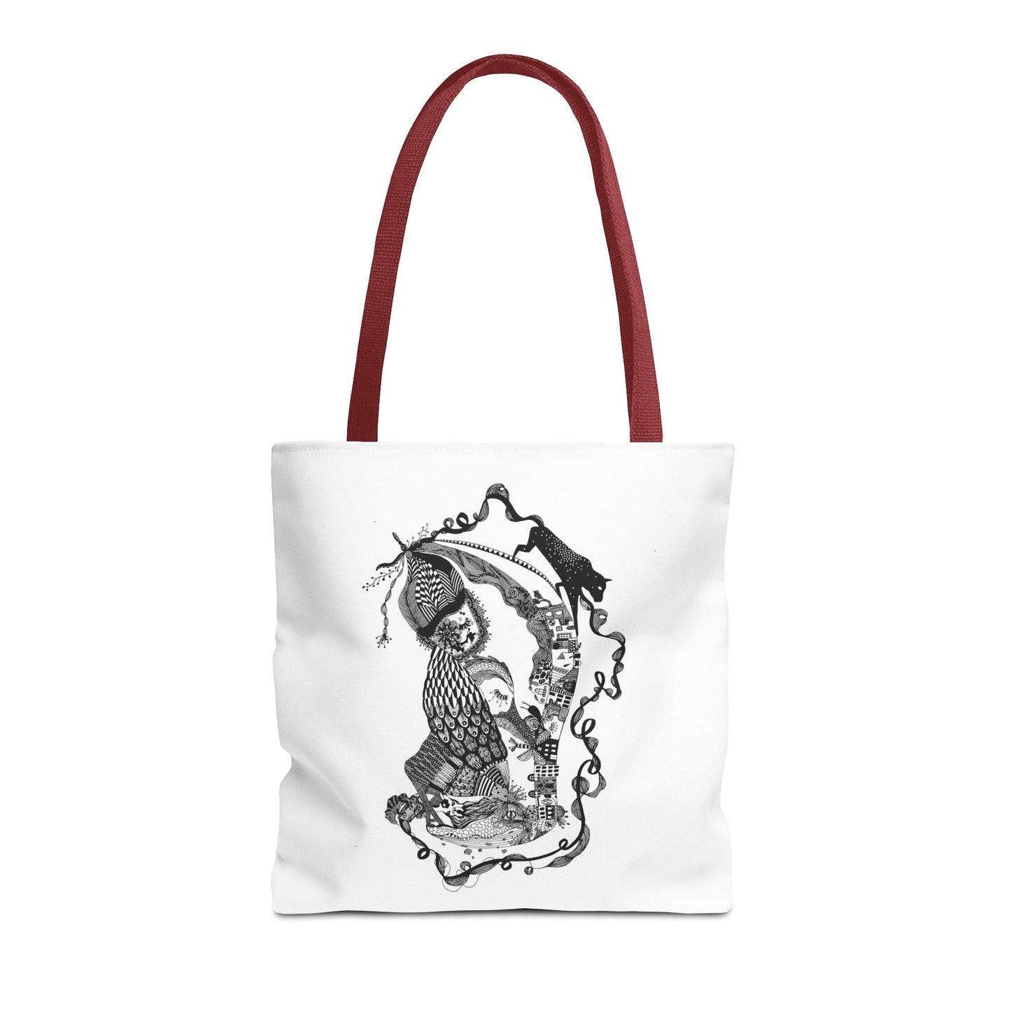 Tote bag stoffen draagtas met zwart wit illustratie