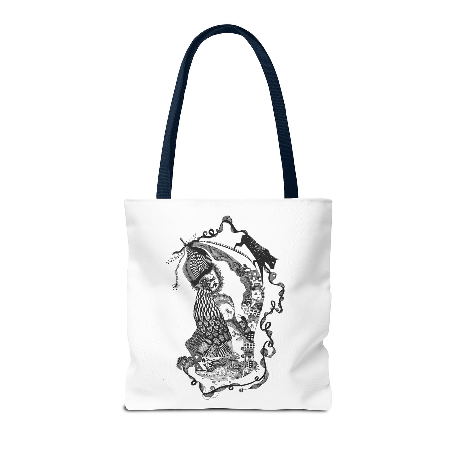 Tote bag stoffen draagtas met zwart wit illustratie