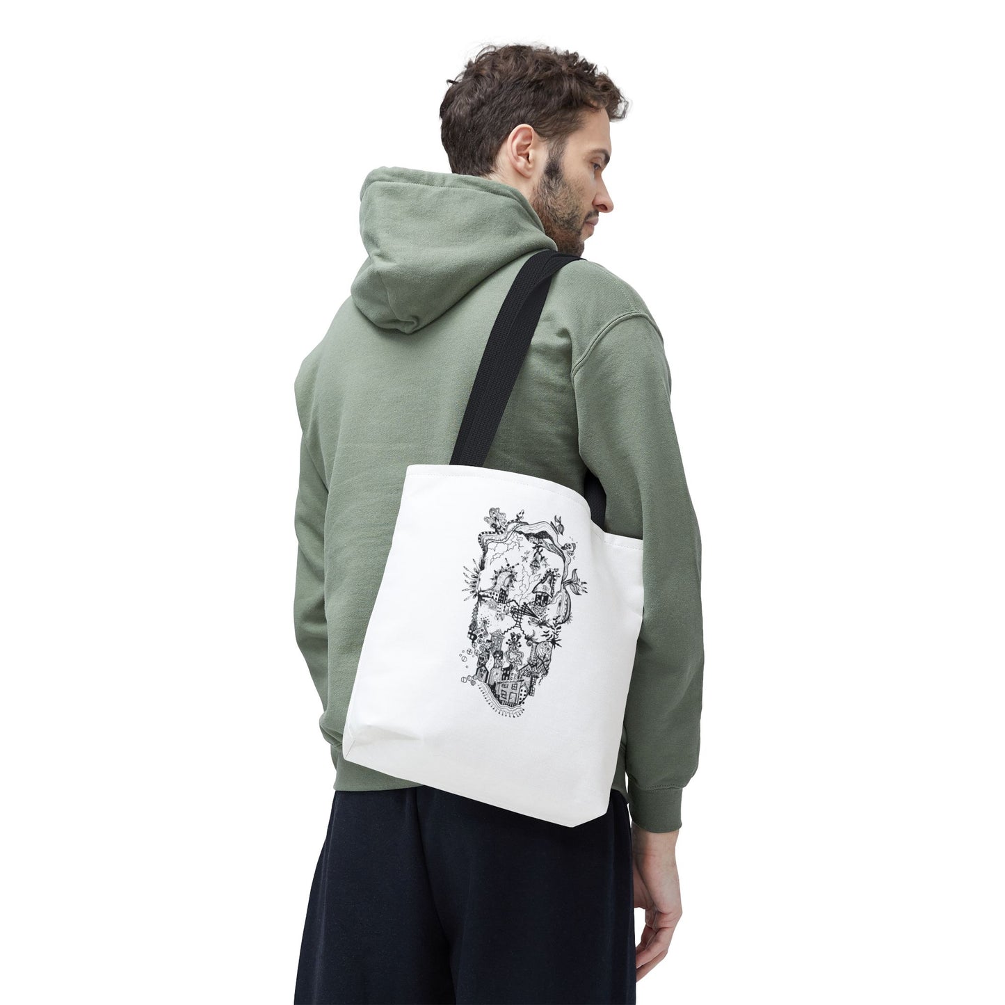 Tote bag Stoffen draagtas Man Face