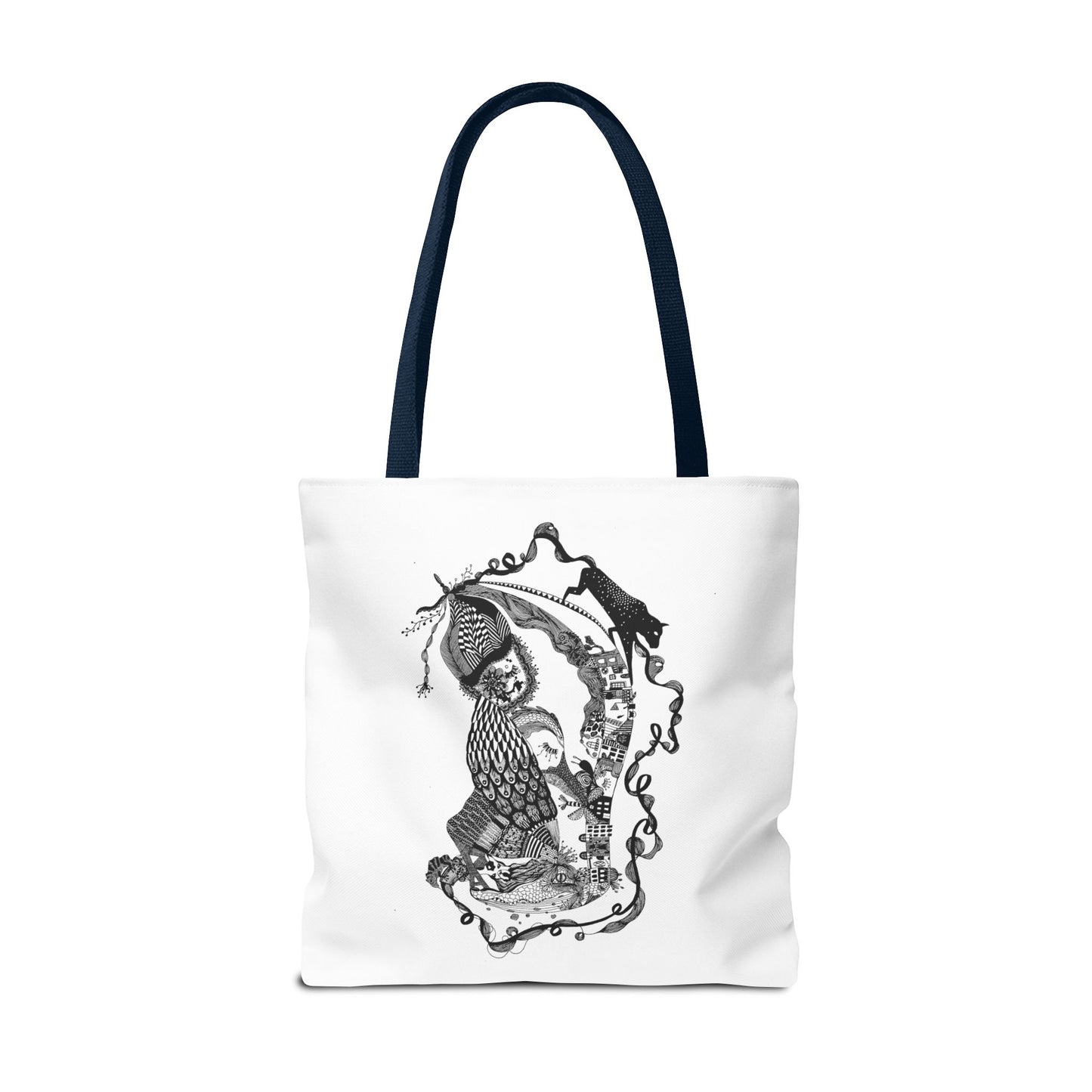 Tote bag stoffen draagtas met zwart wit illustratie