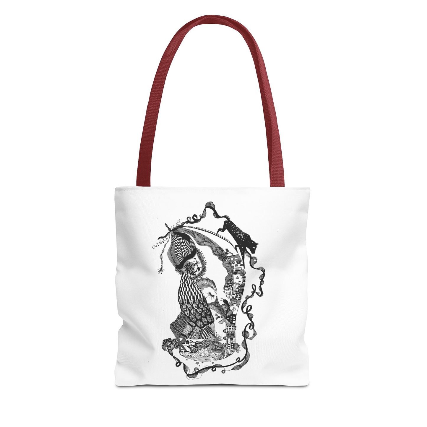 Tote bag stoffen draagtas met zwart wit illustratie
