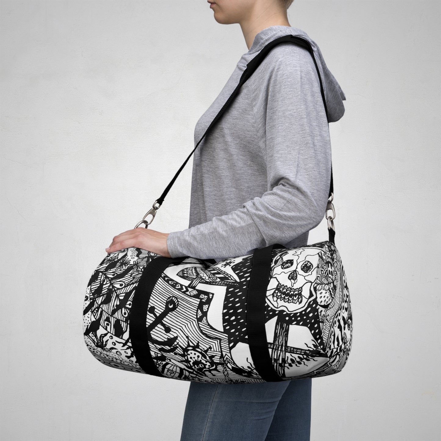 Plunjezak Duffel bag in Uniek zwart wit Design