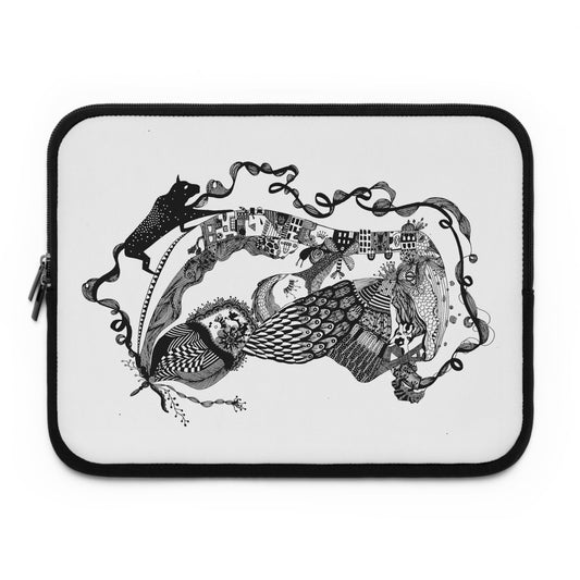 Hoes voor laptop en Ipad Zwart wit print