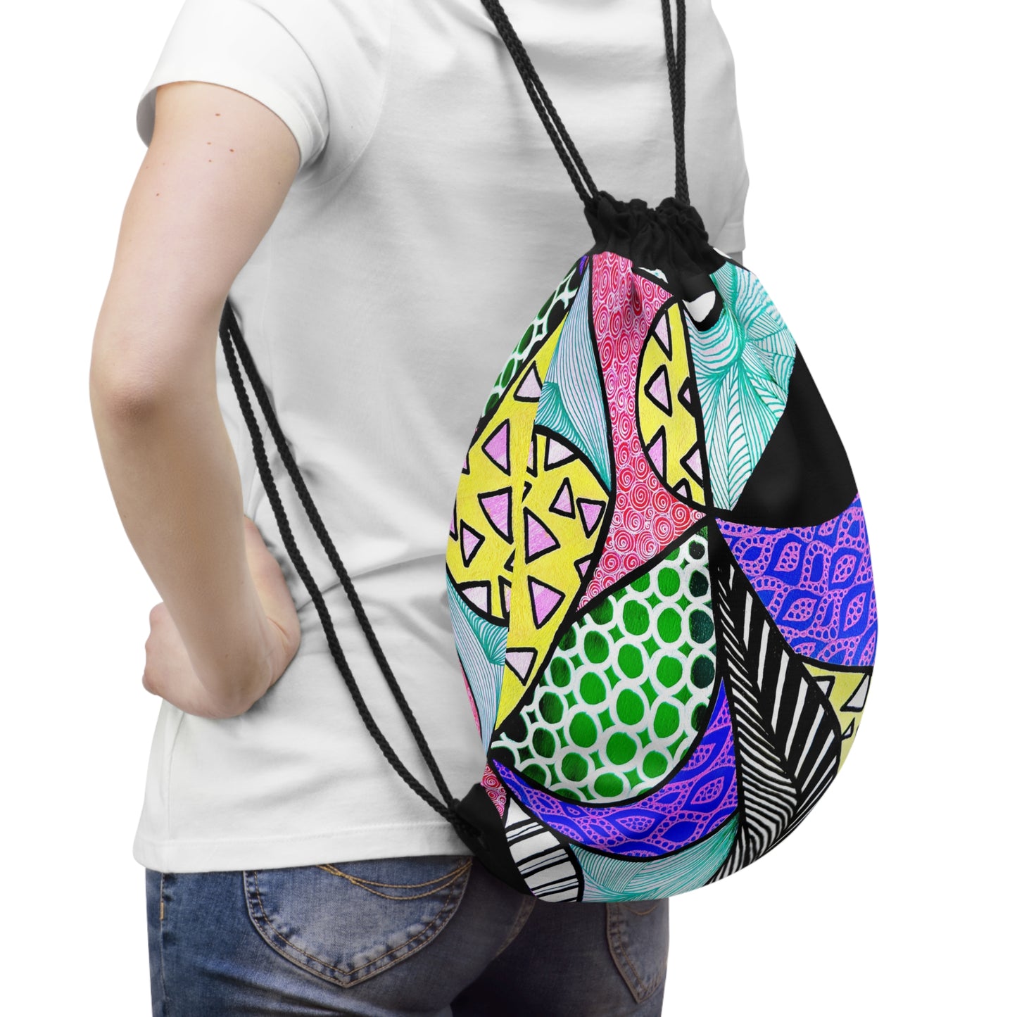Tote bag Tas met Trekkoord in Kleurrijk en Organisch Design