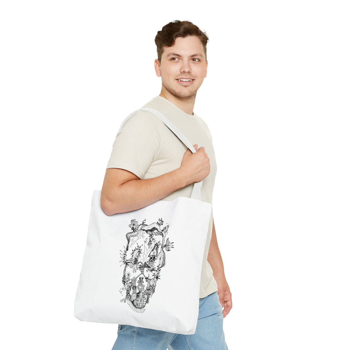 Tote bag Stoffen draagtas Man Face