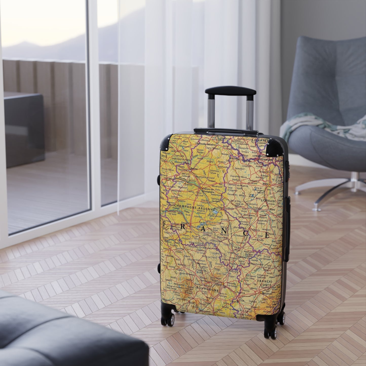 Reiskoffer met een Design van de wereldkaart Frankrijk