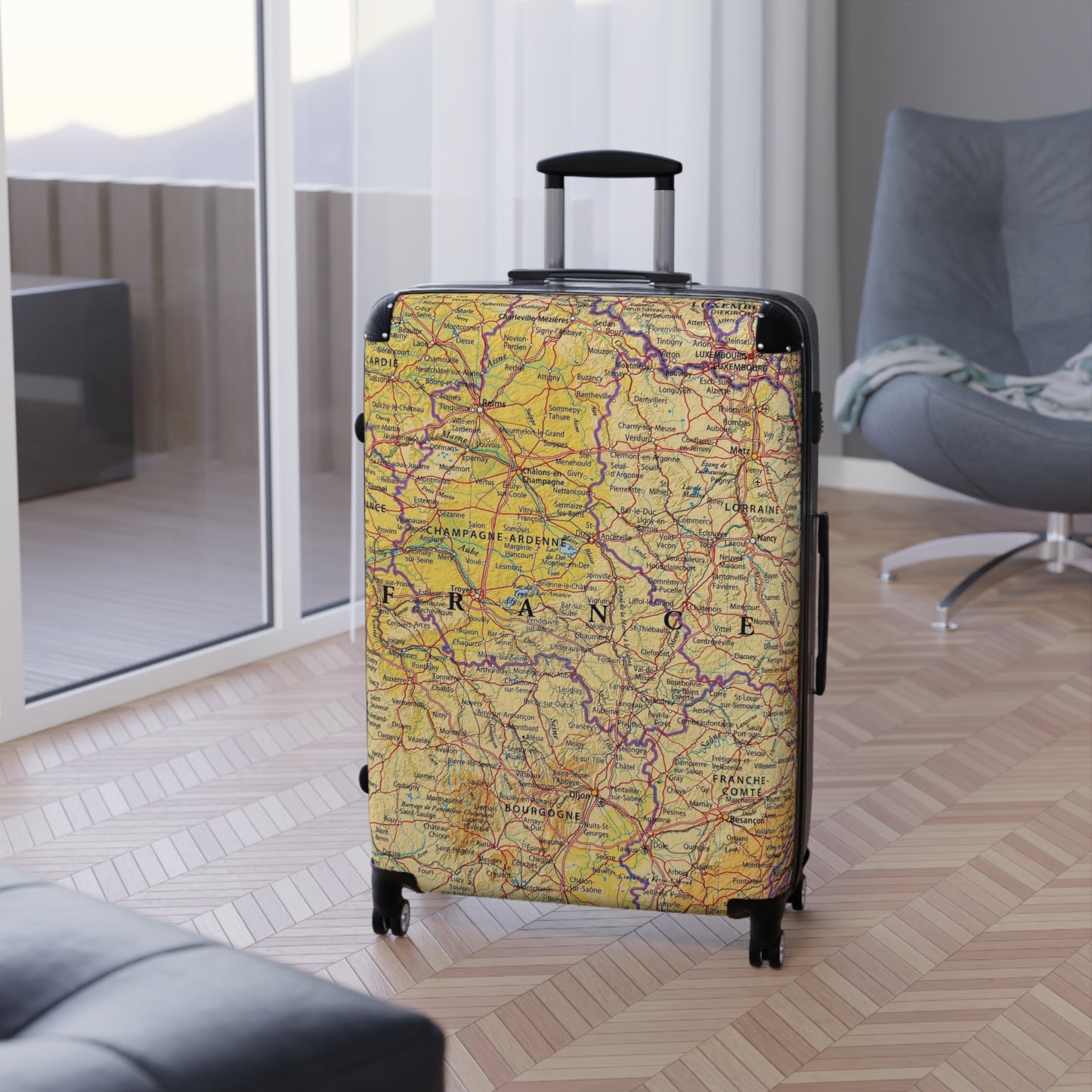 Reiskoffer met een Design van de wereldkaart Frankrijk