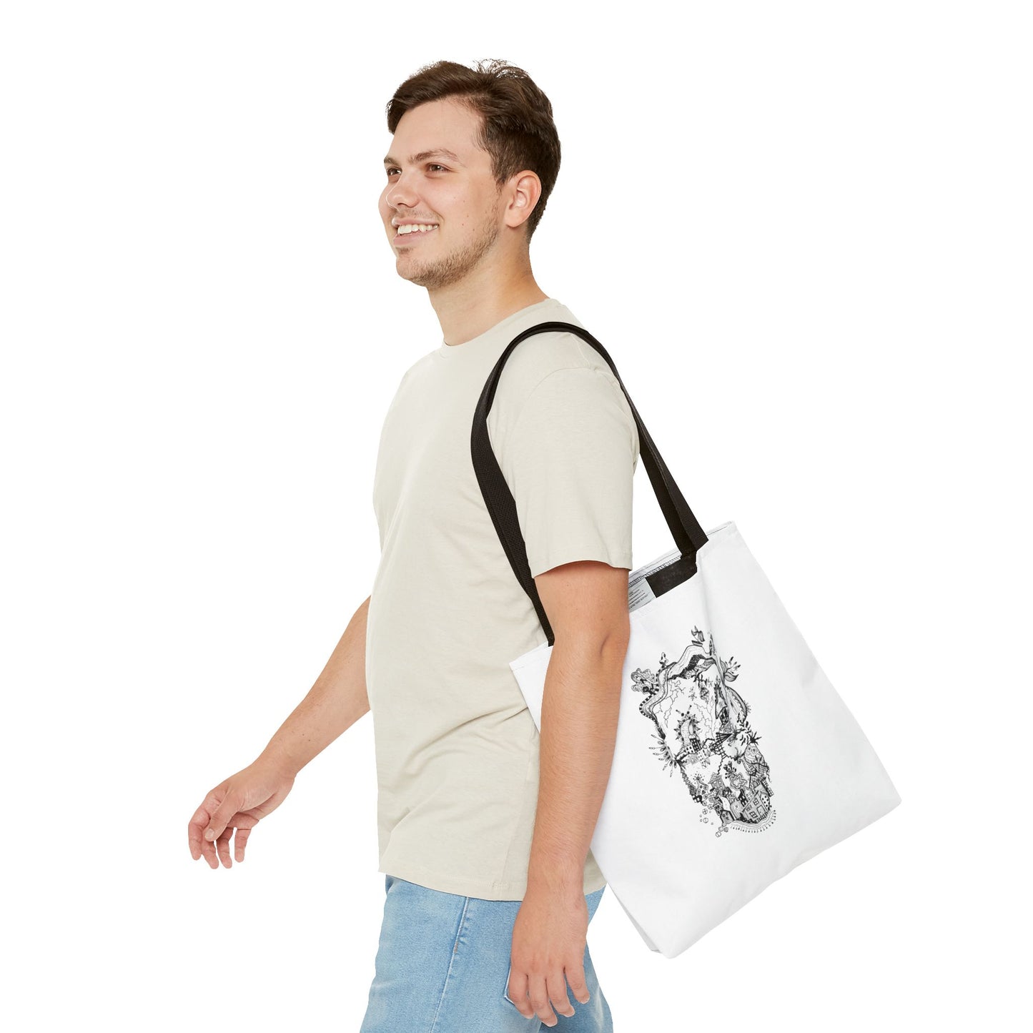 Tote bag Stoffen draagtas Man Face