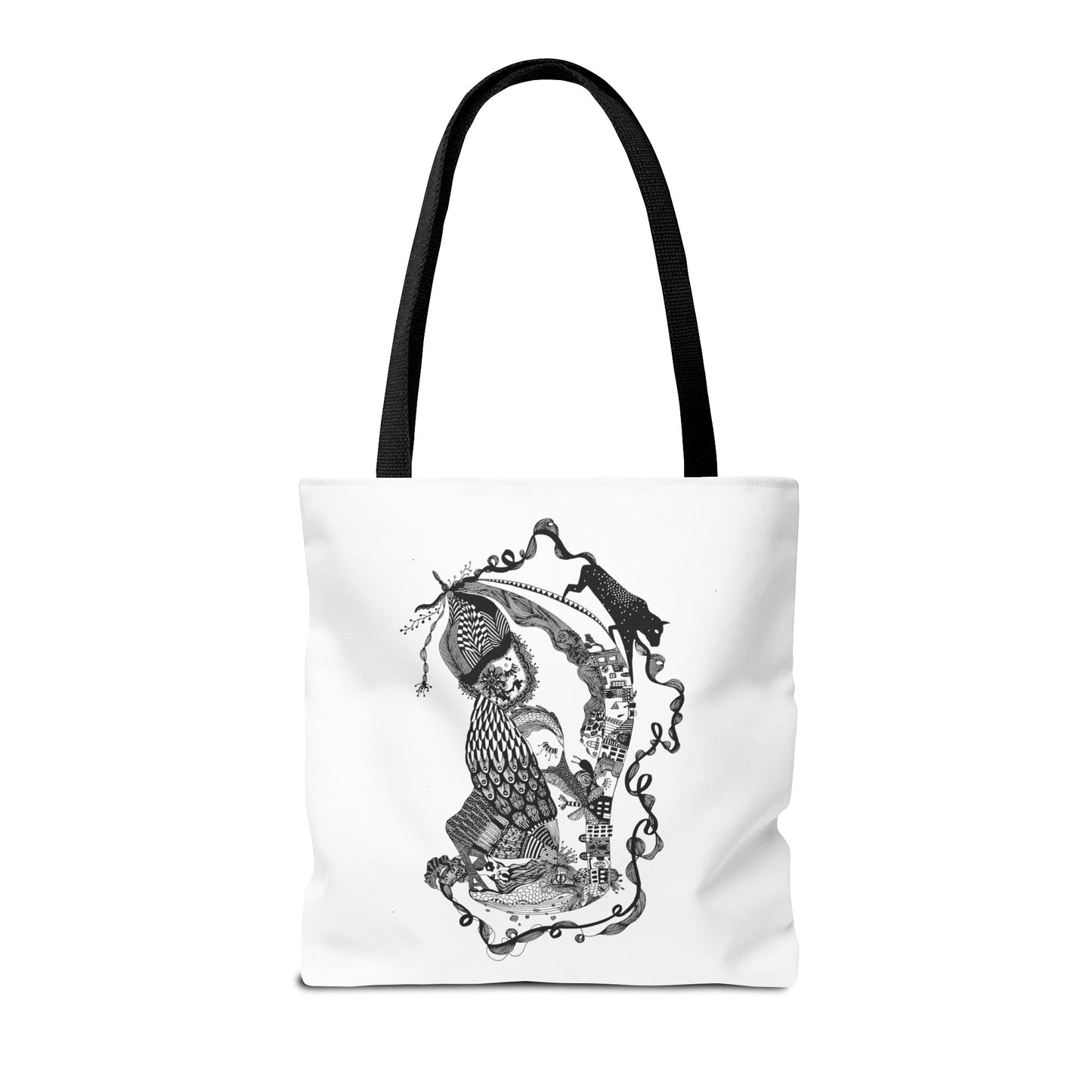 Tote bag stoffen draagtas met zwart wit illustratie