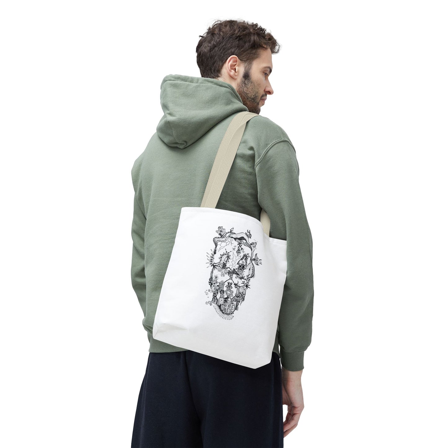 Tote bag Stoffen draagtas Man Face