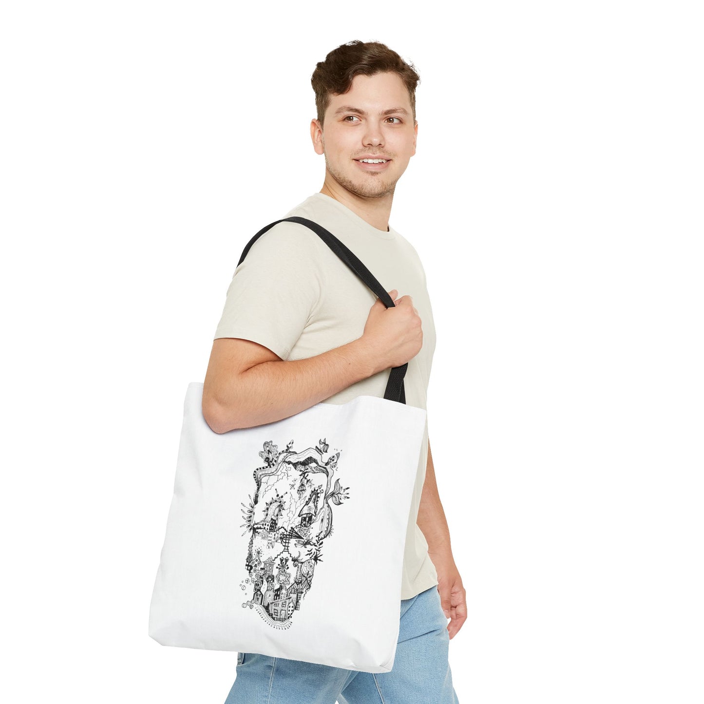 Tote bag Stoffen draagtas Man Face