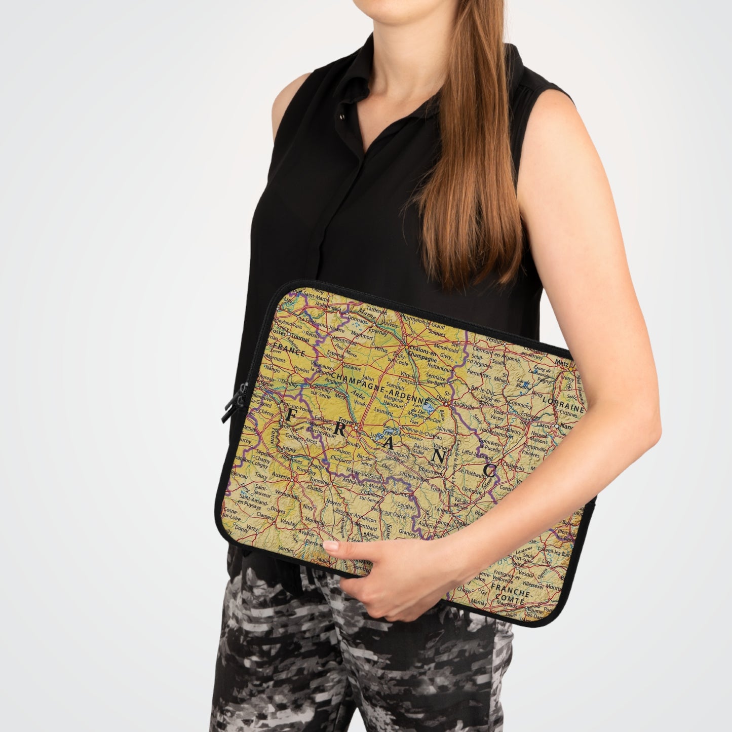 Hoes voor laptop en Ipad met Design van Frankrijk kaart