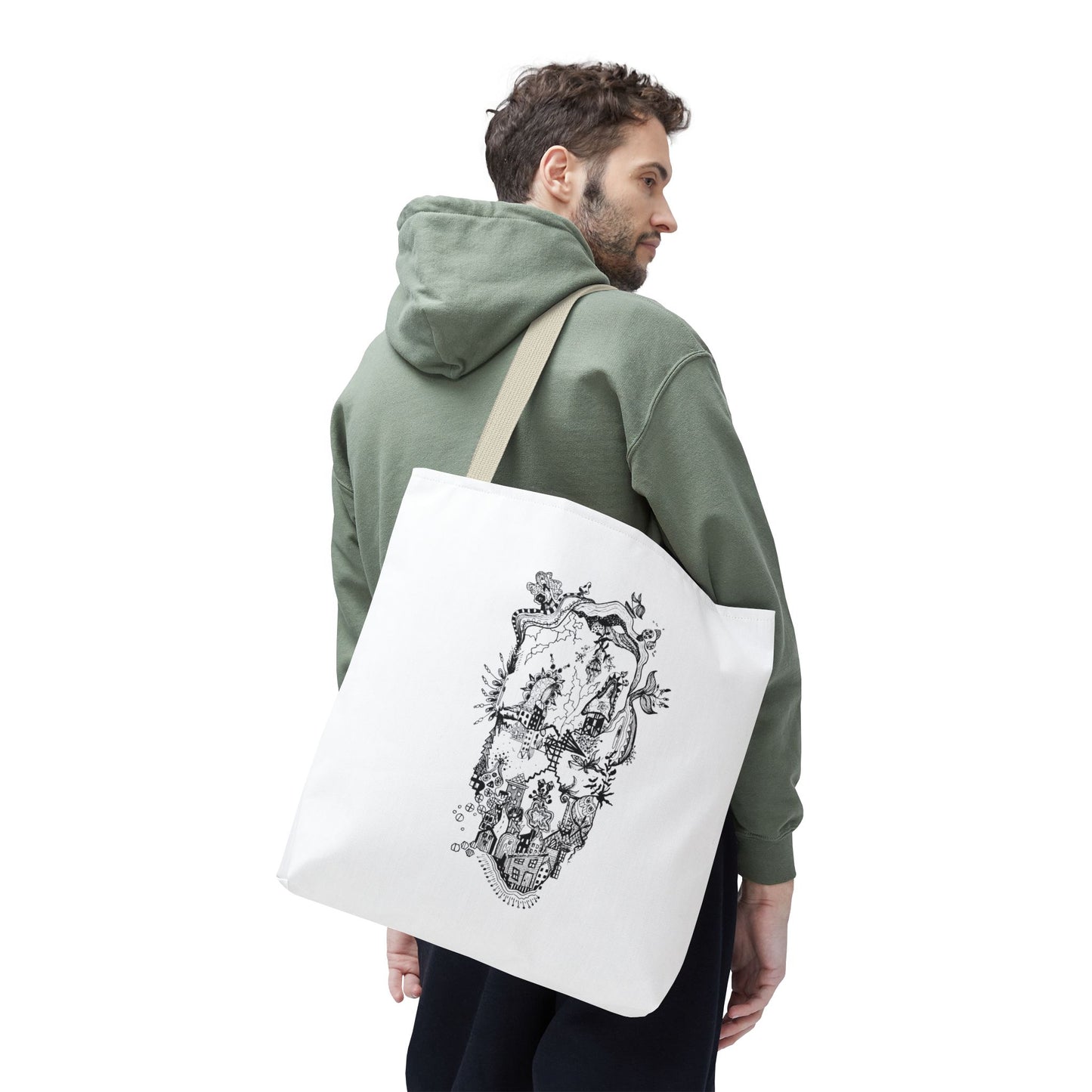 Tote bag Stoffen draagtas Man Face