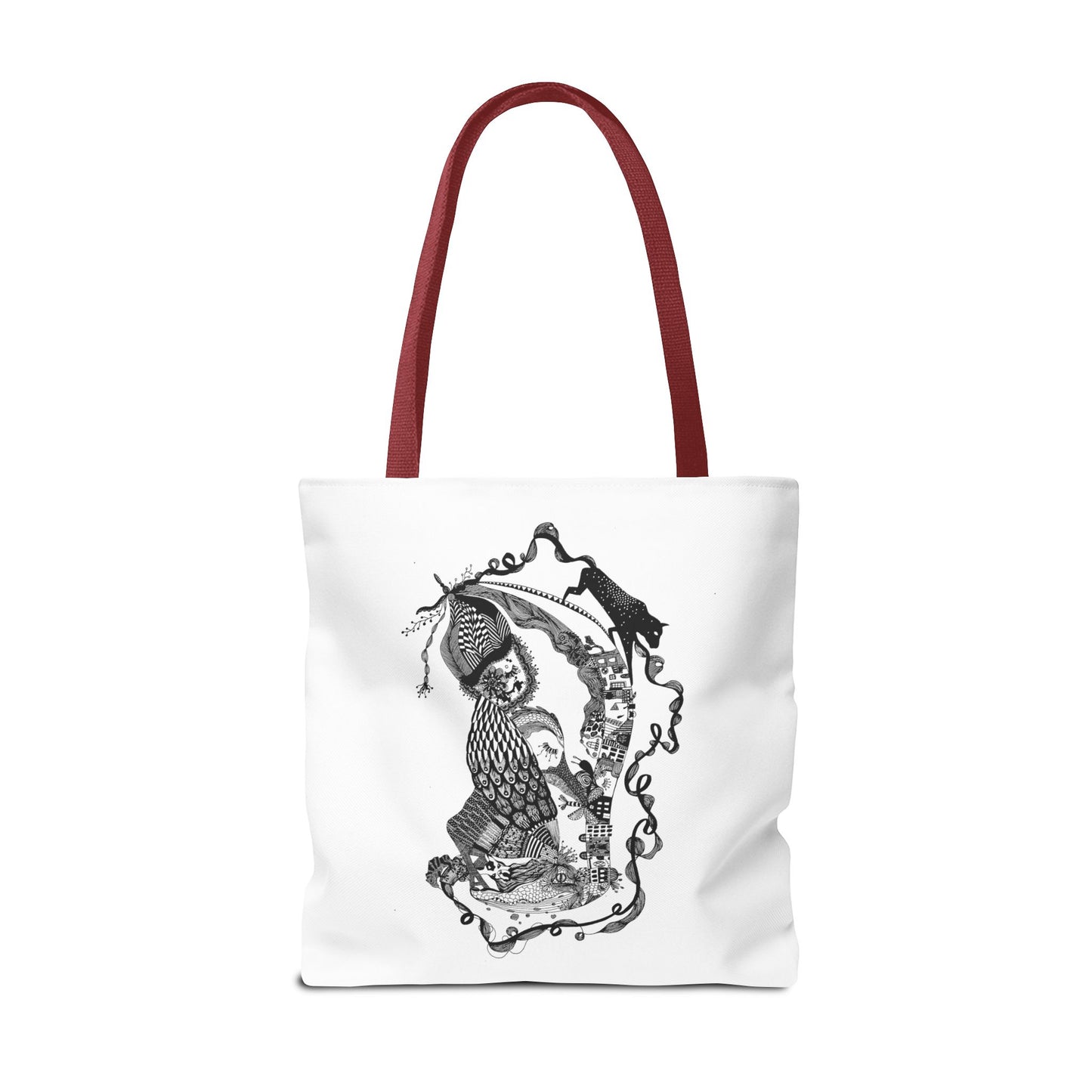 Tote bag stoffen draagtas met zwart wit illustratie